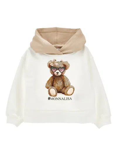 Monnalisa Kids' Teddy Bear-print Hoodie In White