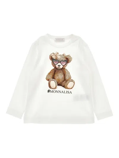 MONNALISA TEDDY BEAR-PRINT LONG-SLEEVE T-SHIRT