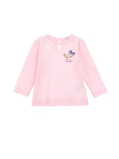 Monnalisa Kids'   Teddy Bear Print T-shirt In Rosa Fairy Tale