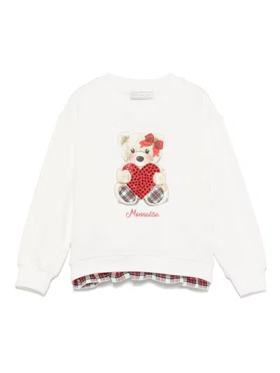 Monnalisa Kids' Teddy Bear-print T-shirt In White