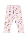 Monnalisa Teddy Bear-printed Leggings In 粉色