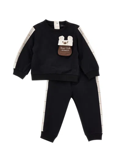 Monnalisa Kids'   Teddy Bear Sweatshirt Set In Black
