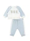 Monnalisa Teddy Bear Sweatshirt Set In Blue