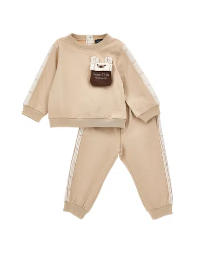 Monnalisa Kids'   Teddy Bear Sweatshirt Set In Neutral