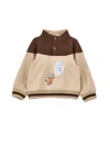 Monnalisa Teddy Bear Sweatshirt With Buttons In Brown