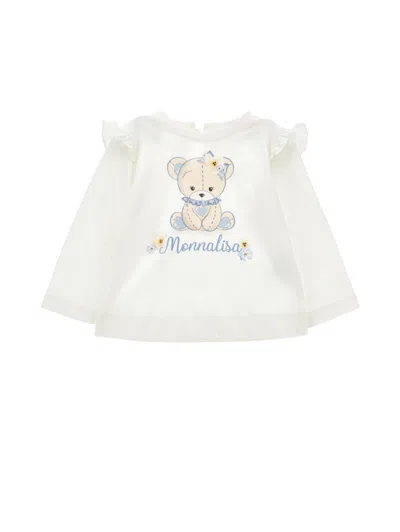 Monnalisa Kids'  Teddy Bear T-shirt In White