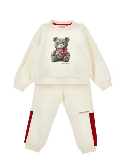 Monnalisa Babies'  Teddy Bow Set In Neutral
