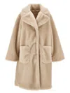 Monnalisa Teddy Coat Buttons In Neutral