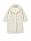 Monnalisa Teddy Coat Buttons In White