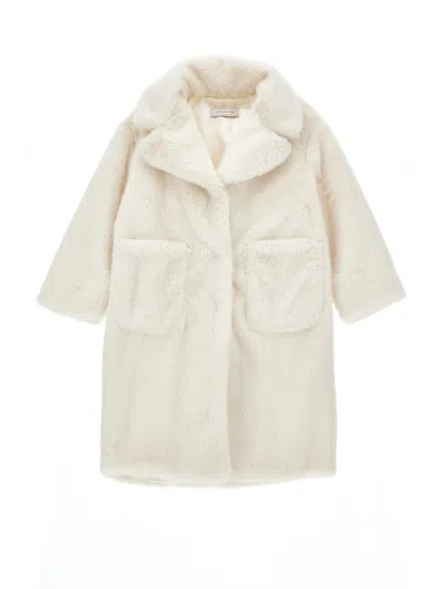 Monnalisa Kids'   Teddy Coat Buttons In White