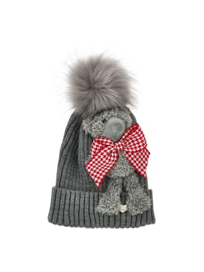 Monnalisa Babies'   Teddy Hat With Pompom In Gray