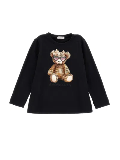 Monnalisa Kids' Teddy  T-shirt In Black