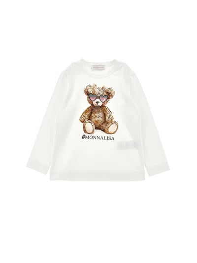 Monnalisa Kids' Teddy  T-shirt In White