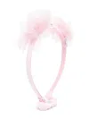 Monnalisa Teddy-patch Tulle-insert Headband In Pink