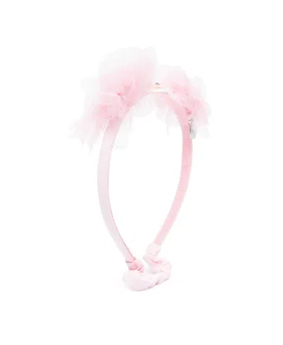 Monnalisa Teddy-patch Tulle-insert Headband In White