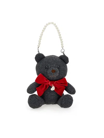 Monnalisa Babies'   Teddy Plush Bag In Medium Grey