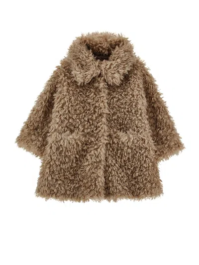 Monnalisa Babies'   Teddy Plush Coat In Brown