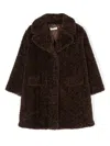 Monnalisa Teddy Single-breasted Coat In Brown