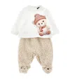 Monnalisa Two-piece Set With Teddy Bear In White