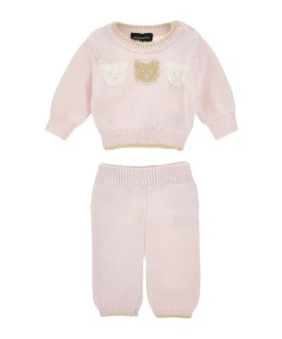 Monnalisa Kids' Teddy-bear Intarsia-knit Tracksuit In Pink