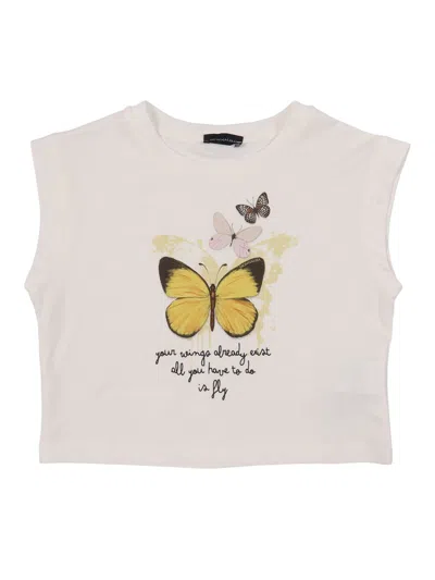 Monnalisa Tee Cropped Punto Milano In Neutral