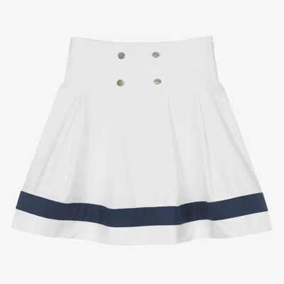Monnalisa Teen Girls White Nautical Cotton Skirt