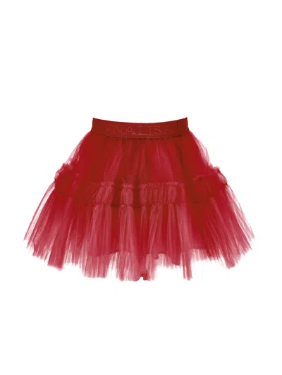 Monnalisa Kids'   Tulle Circle Skirt In Ruby Red