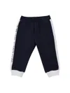 Monnalisa Terry Cloth-effect Fleece Joggers In Blue + White