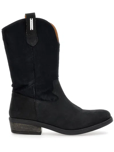 Monnalisa Babies'   Texan Ponyskin Ankle Boots In Black