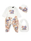 Monnalisa Three-piece Playsuit And Accessories Set In White