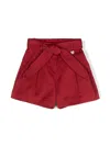 Monnalisa Tied Wide-leg Shorts In Red