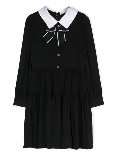 Monnalisa Kids' Bow-detailing Flared Dress In Black
