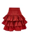 Monnalisa Taffeta Flounced Skirt In Red