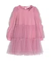 Monnalisa Tiered Tulle Minidress In Pink
