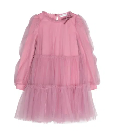 Monnalisa Kids' Tiered Tulle Minidress In Pink