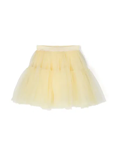 Monnalisa Kids' Tiered Tulle Miniskirt In Yellow
