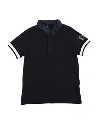 Monnalisa Babies'  Toddler Boy Polo Shirt Midnight Blue Size 6 Cotton In Black