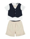 Monnalisa Newborn Boy Suit Midnight Blue Size 3 Cotton, Polyamide, Elastane, Viscose In Blue