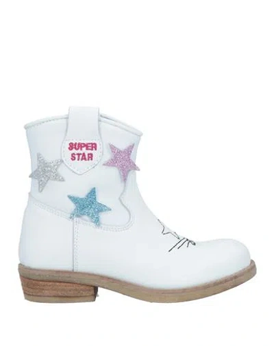 Monnalisa Babies'  Toddler Girl Ankle Boots White Size 10c Calfskin, Pvc - Polyvinyl Chloride, Cotton