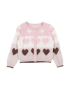 Monnalisa Heart-print Buttoned Cardigan In Pink