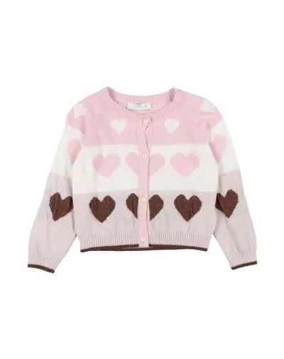 Monnalisa Babies' Heart-print Buttoned Cardigan In Pink