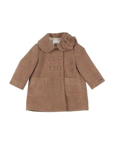 Monnalisa Babies'  Toddler Girl Coat Camel Size 6 Polyester, Polyamide In Brown