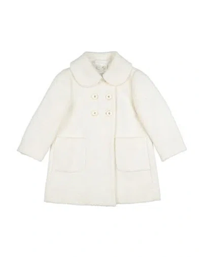 Monnalisa Babies'  Toddler Girl Coat Off White Size 6 Acrylic, Cotton, Polyester, Virgin Wool, Synthetic Fibe