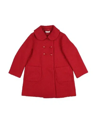 Monnalisa Babies'  Toddler Girl Coat Red Size 4 Acrylic, Cotton, Polyester, Virgin Wool, Synthetic Fibers