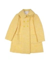 Monnalisa Babies'  Toddler Girl Coat Yellow Size 4 Acrylic, Cotton, Polyester, Virgin Wool, Synthetic Fibers