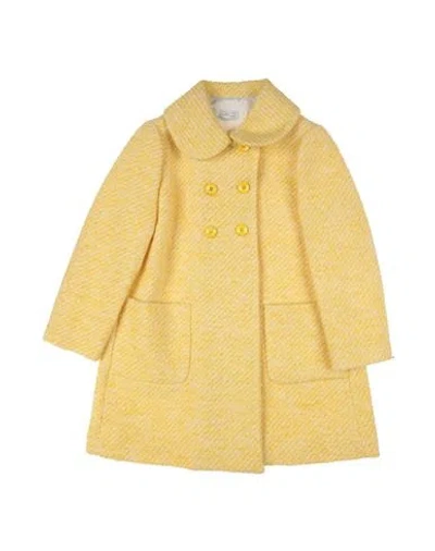 Monnalisa Babies'  Toddler Girl Coat Yellow Size 4 Acrylic, Cotton, Polyester, Virgin Wool, Synthetic Fibers