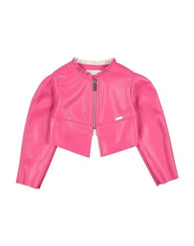 Monnalisa Babies'  Toddler Girl Jacket Fuchsia Size 6 Polyester, Polyurethane Resin In Pink