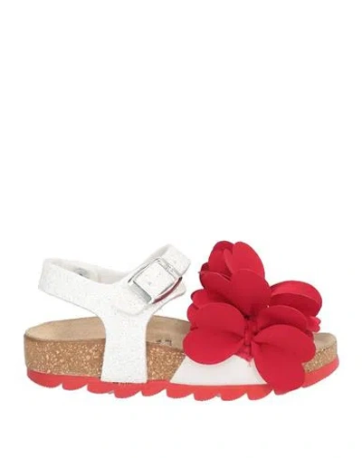 Monnalisa Babies'  Toddler Girl Sandals White Size 9.5c Polyurethane, Polyester, Elastane In Multi