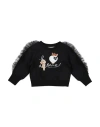 Monnalisa Babies'  Toddler Girl Sweatshirt Black Size 5 Cotton, Elastane, Polyester