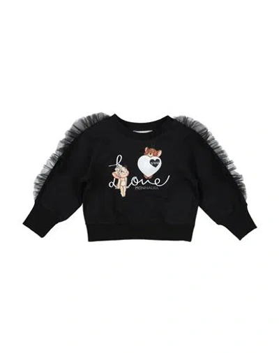 Monnalisa Babies'  Toddler Girl Sweatshirt Black Size 6 Cotton, Elastane, Polyester